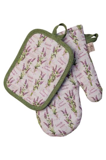 Набір для кухні прихватка та рукавиця Суцвіття лаванди Набір для кухні прихватка та рукавиця Суцвіття лаванди