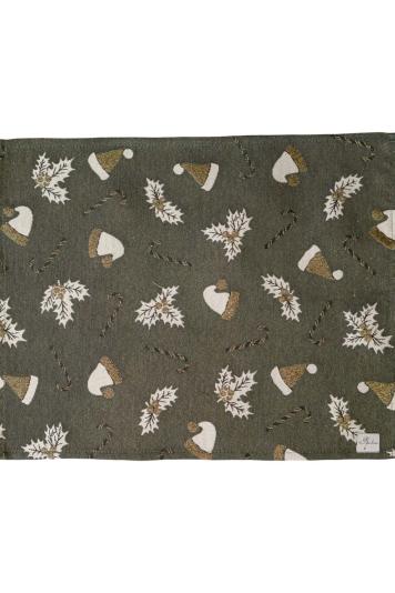 Серветка новорічна Шапочки на зеленому