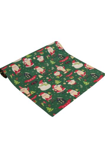 Новорічна доріжка на стіл Санта на зеленому