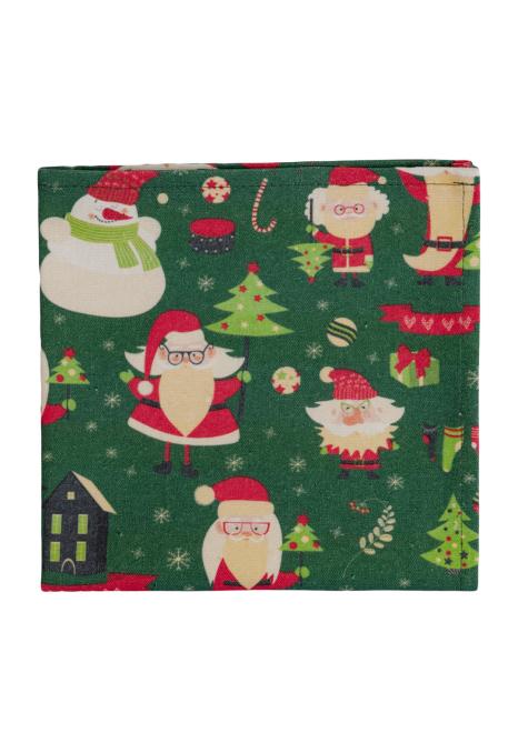 Набір новорічних серветок для сервірування Санта на зеленому