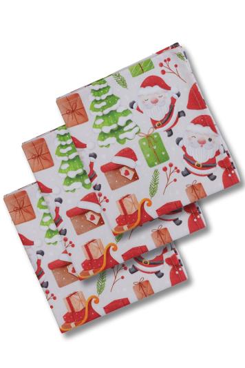 Набір новорічних серветок для сервірування Санта на білому Набір новорічних серветок для сервірування Санта на білому