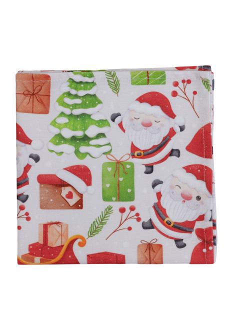 Набір новорічних серветок для сервірування Санта на білому