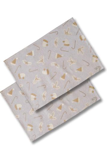 Набір новорічних серветок для сервірування Шапочки на бежевому