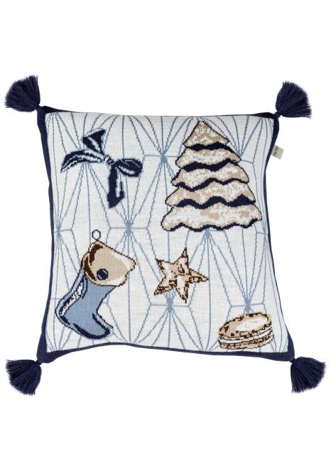 Вязаная новогодняя подушка Макарунчик