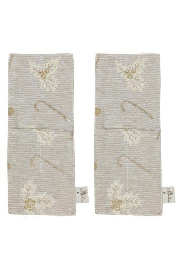 Набір новорічних чохлів для приборів Шапочки на бежевому