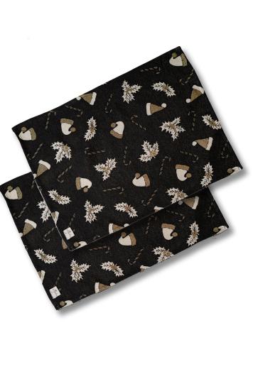 Набір новорічних серветок для сервірування Шапочки на чорному