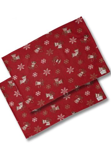 Набір новорічних серветок для сервірування Дзвіночки на червоному