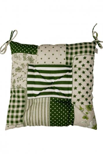 Подушка на стілець Печворк зелений