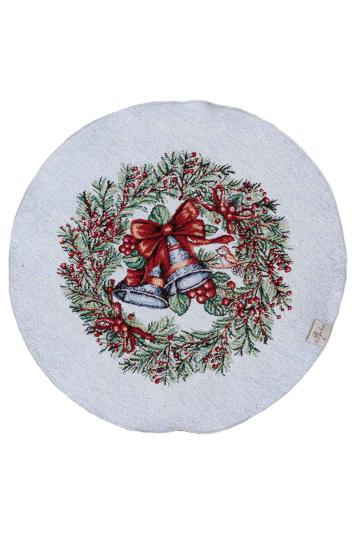 Кругла гобеленова новорічна серветка Carousel