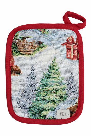 Гобеленова новорічна кухонна прихватка Різдвяне багаття
