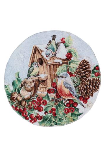 Кругла гобеленова новорічна серветка Squirrel