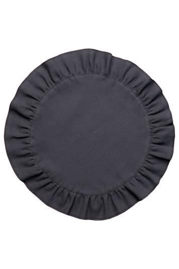 Кругла серветка сет з рюшем Каберне графіт