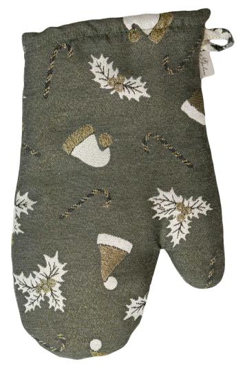 Новорічна рукавиця Шапочки на зеленому Новорічна рукавиця Шапочки на зеленому