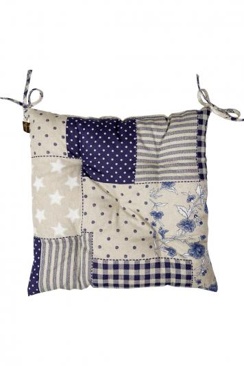 Подушка на стілець Печворк синій