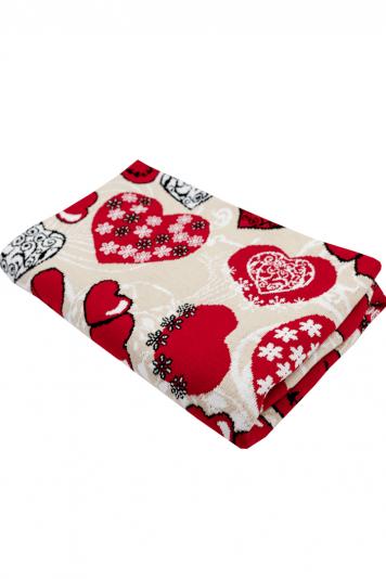 Плед в'язаний Серця LOVE