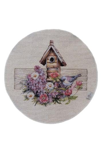 Кругла гобеленова серветка на стіл Лавандовий садочок Кругла гобеленова серветка на стіл Лавандовий садочок