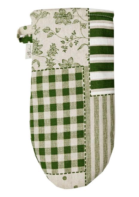 Набір рукавичка та прихватка Печворк зелений