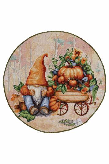 Кругла гобеленова серветка Гарбузові гноми
