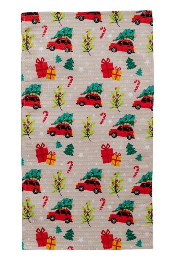 Новорічний вафельний рушник Різдвяне авто