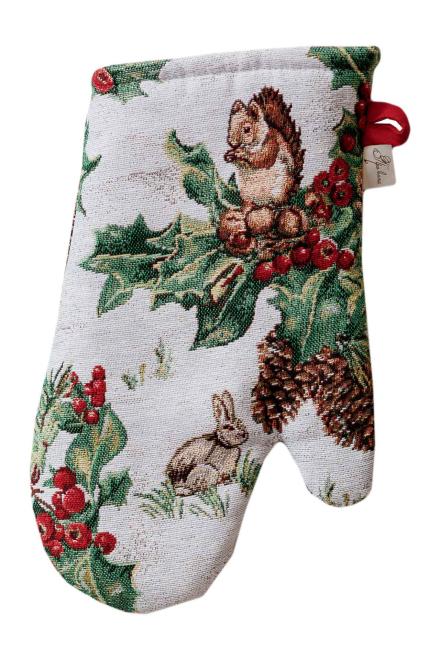 Новорічна гобеленова кухонна рукавиця Squirrel