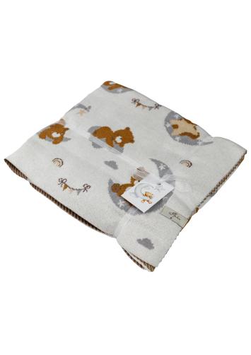 Плед дитячий в'язаний Тедді на місяці Плед дитячий в'язаний Тедді на місяці