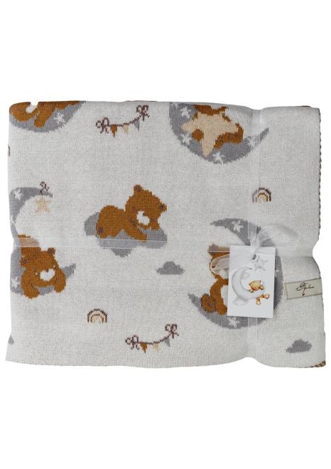 Плед дитячий в'язаний Тедді на місяці