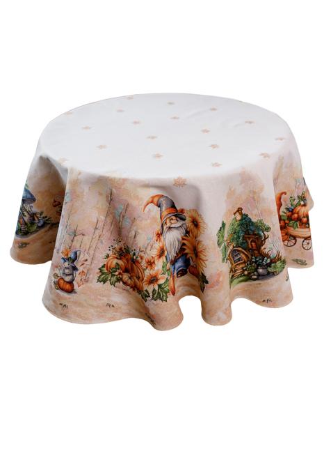 Кругла скатертина на стіл Гарбузові гноми