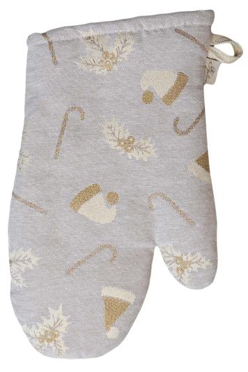 Новорічна рукавиця Шапочки на бежевому Новорічна рукавиця Шапочки на бежевому