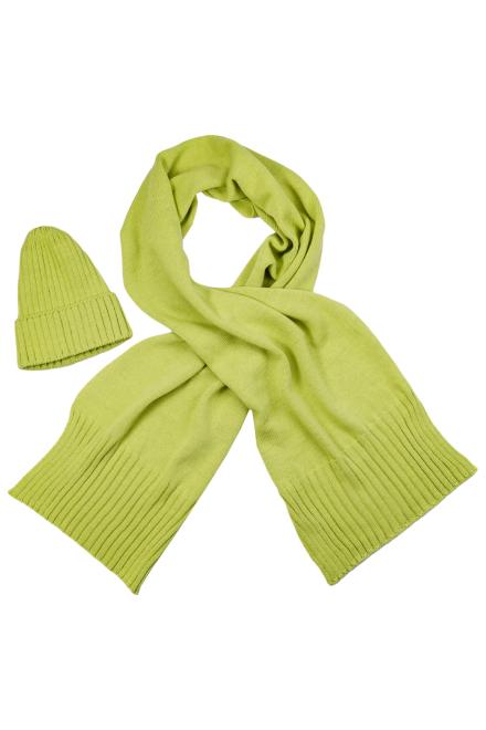 В'язаний комплект жіночий шапка та шарф яблуневий