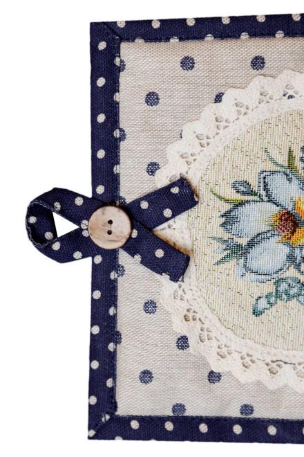 Набір рукавичка та прихватка Вінтаж сині горошки