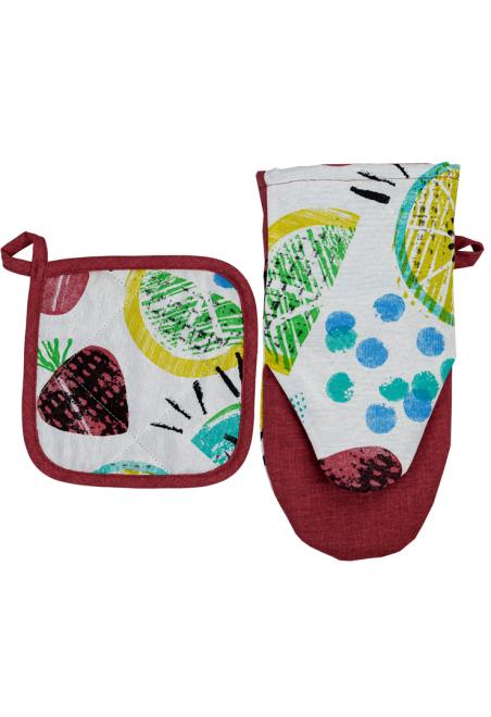 Набір фартух,рукавичка та прихватка Red cherries