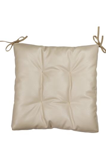 Подушка на стілець з екошкіри Кремова