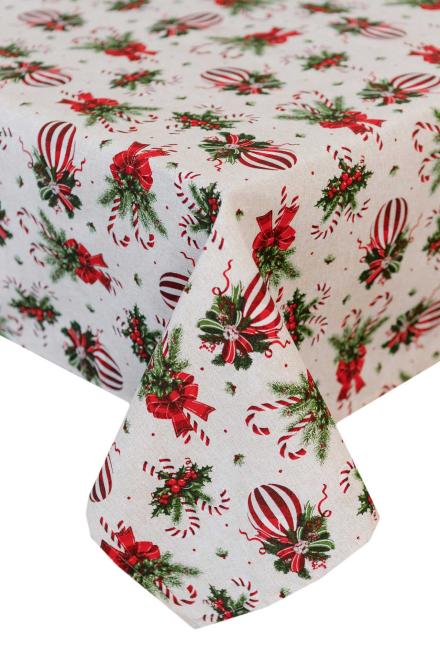 Новорічна скатертина на стіл Stripe Balls