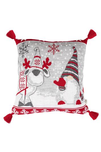В'язана новорічна наволочка Веселі гноми В'язана новорічна наволочка Веселі гноми