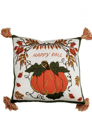 Подушка в'язана  Happy Fall  Гарбуз