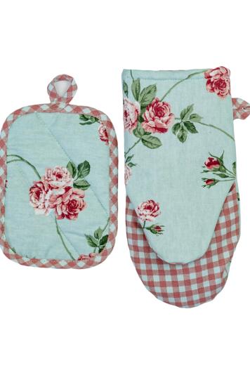 Набір рукавичка та прихватка Трояндочки