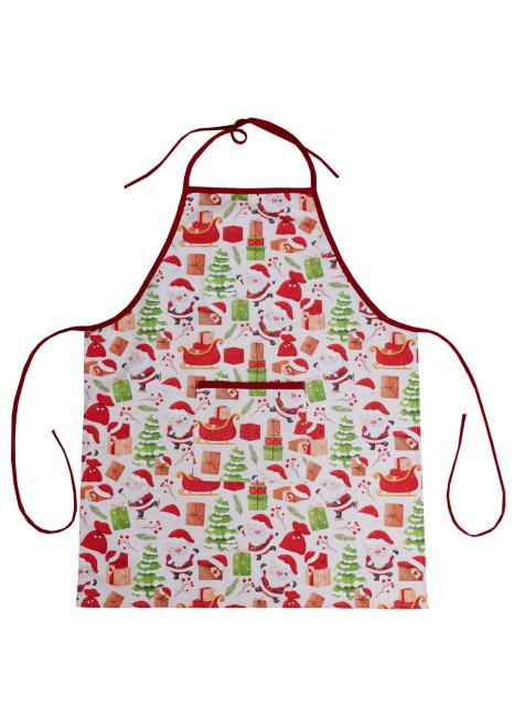 Набор новогодний 3 ед рукавица,прихватка и фартук Санта на зеленом