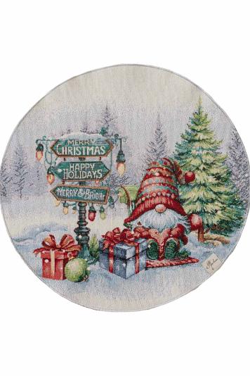 Новорічна кругла серветка Різдвяне багаття