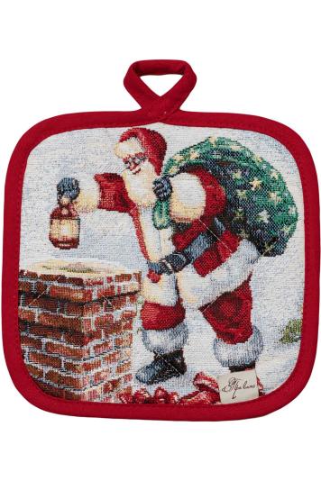 Гобеленова кухонна новорічна прихватка з велюром Санта Снігова зима Гобеленова кухонна новорічна прихватка з велюром Санта Снігова зима