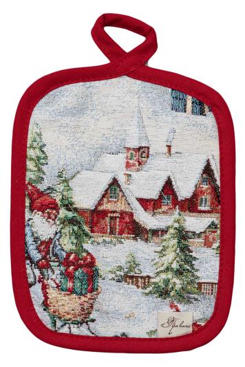 Гобеленова новорічна прихватка з велюром Снігова зима