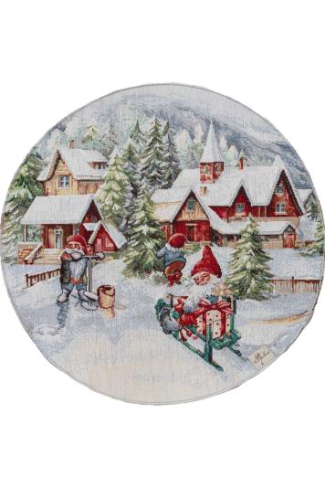 Гобеленова серветка кругла Снігова зима