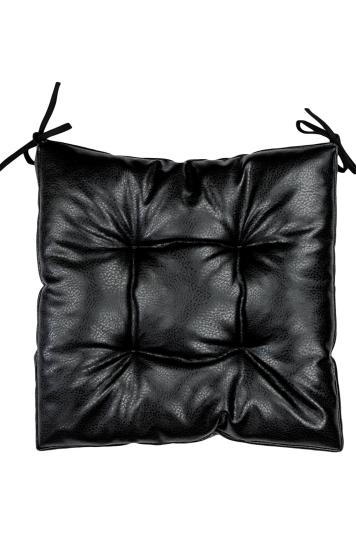 Подушка на стілець з екошкіри Чорна Подушка на стілець з екошкіри Чорна
