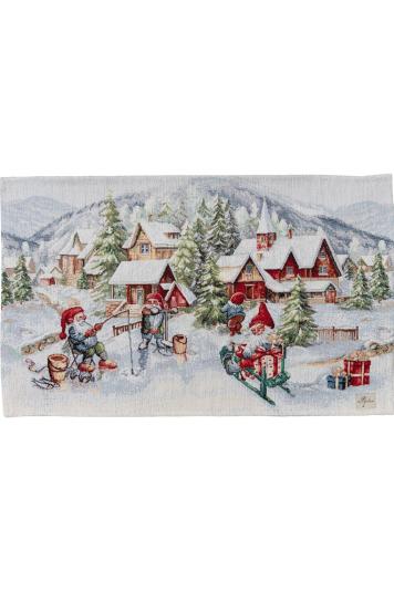 Гобеленова серветка з велюром Снігова зима