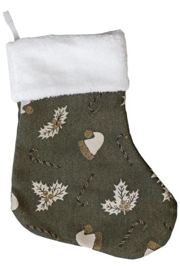 Декоративний новорічний чобіток Шапочки на зеленому Декоративний новорічний чобіток Шапочки на зеленому