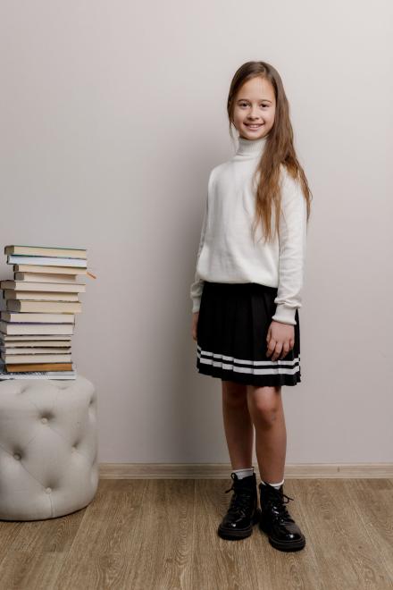 Спiдниця пліссе дитяча чорна зі смужкою
