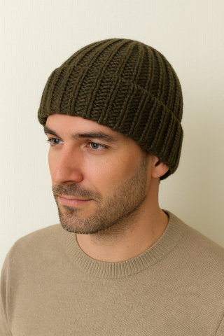 Шапка чоловіча в'язана Оливкова