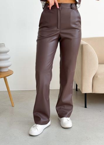 Брюки кожаные женские кофейные Брюки кожаные женские кофейные