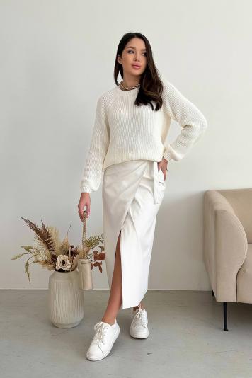 Кожаная юбка женская на запах Белая Кожаная юбка женская на запах Белая