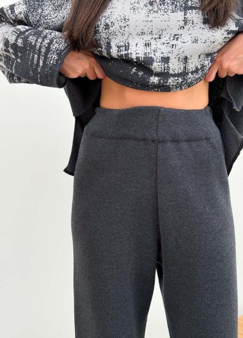 В'язаний жіночий костюм світшот зі штанами графітовий Vibe