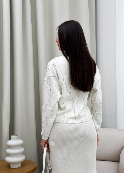 Кардиган женский ажурный молочный